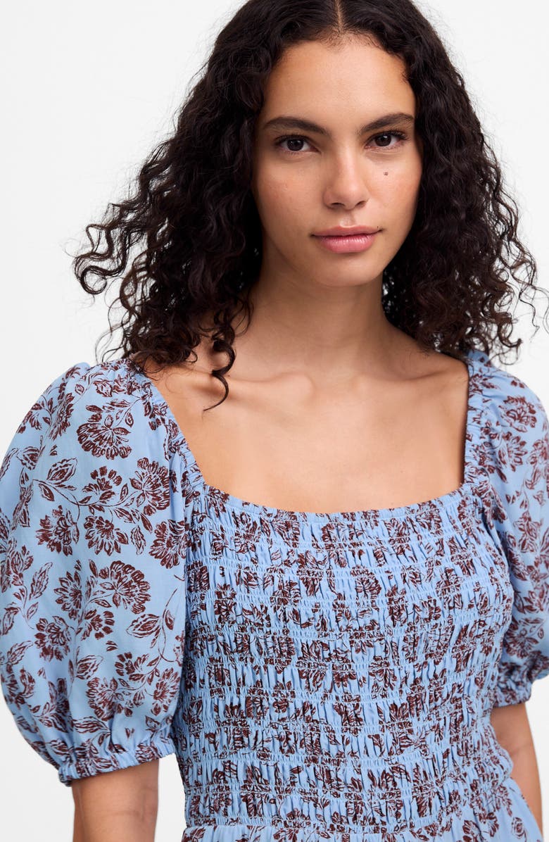 Madewell Floral Smocked Puff Sleeve Dress, Alternate, color, Saylor Floral Light Pool