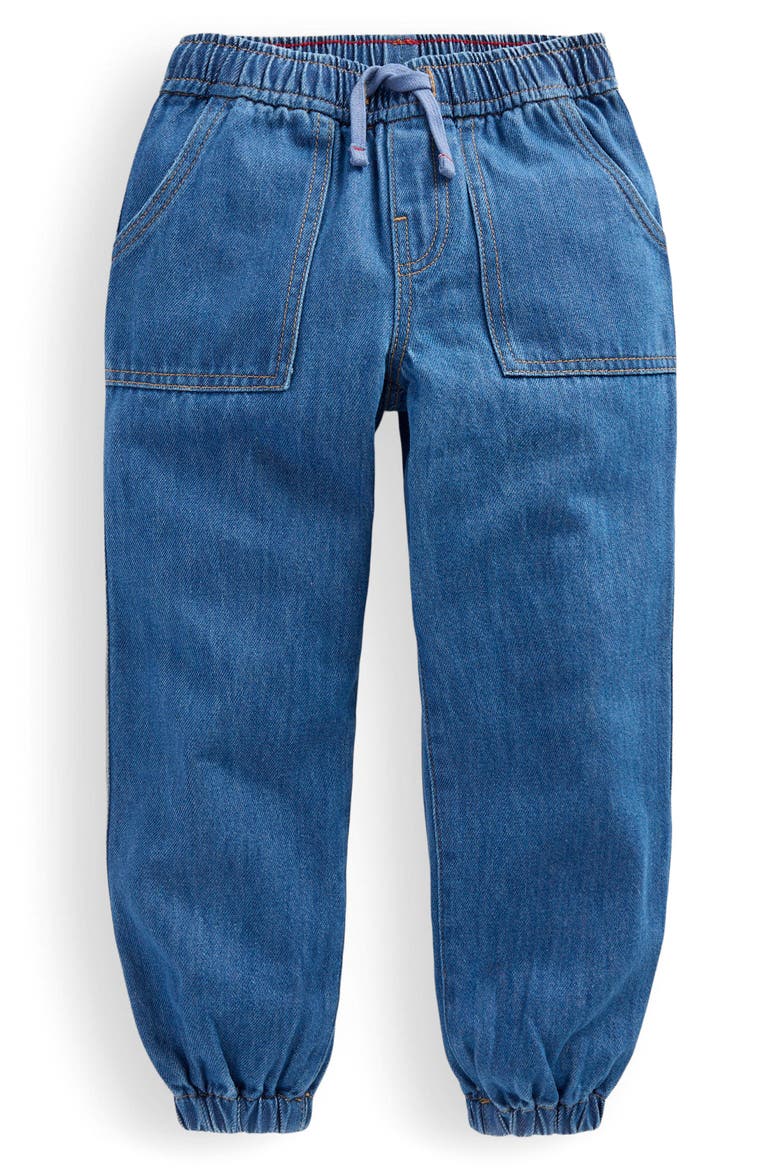 Kids' Elastic Cuff Denim Jeans, Main, color, MID VINTAGE