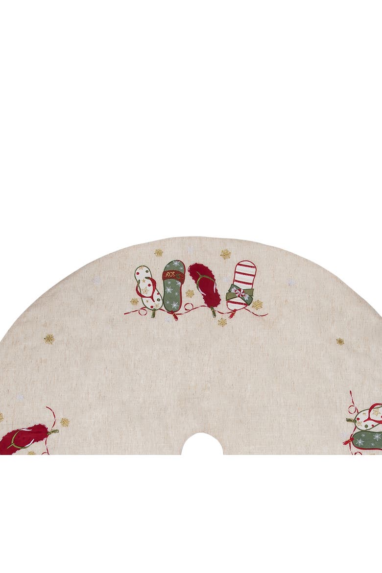 Flip Flop Vintage 100% Polyester Christmas Tree Skirt 51", Alternate, color, Red