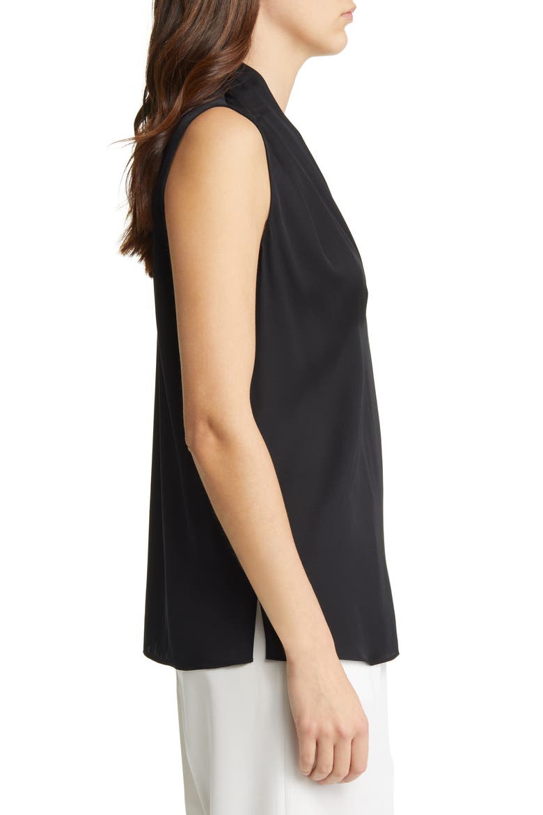 'Mila' Sleeveless Stretch Silk Blouse, Alternate, color, BLACK