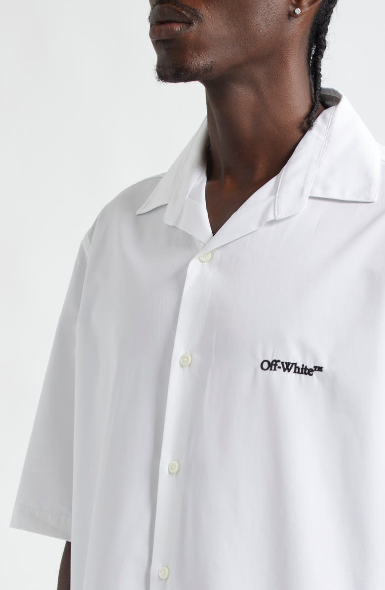 Off-White Gothic Arrows Cotton Poplin Bowling Shirt, Alternate, color, 