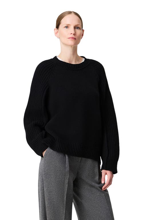 Another Tomorrow Oversized Luxe Crewneck In Black