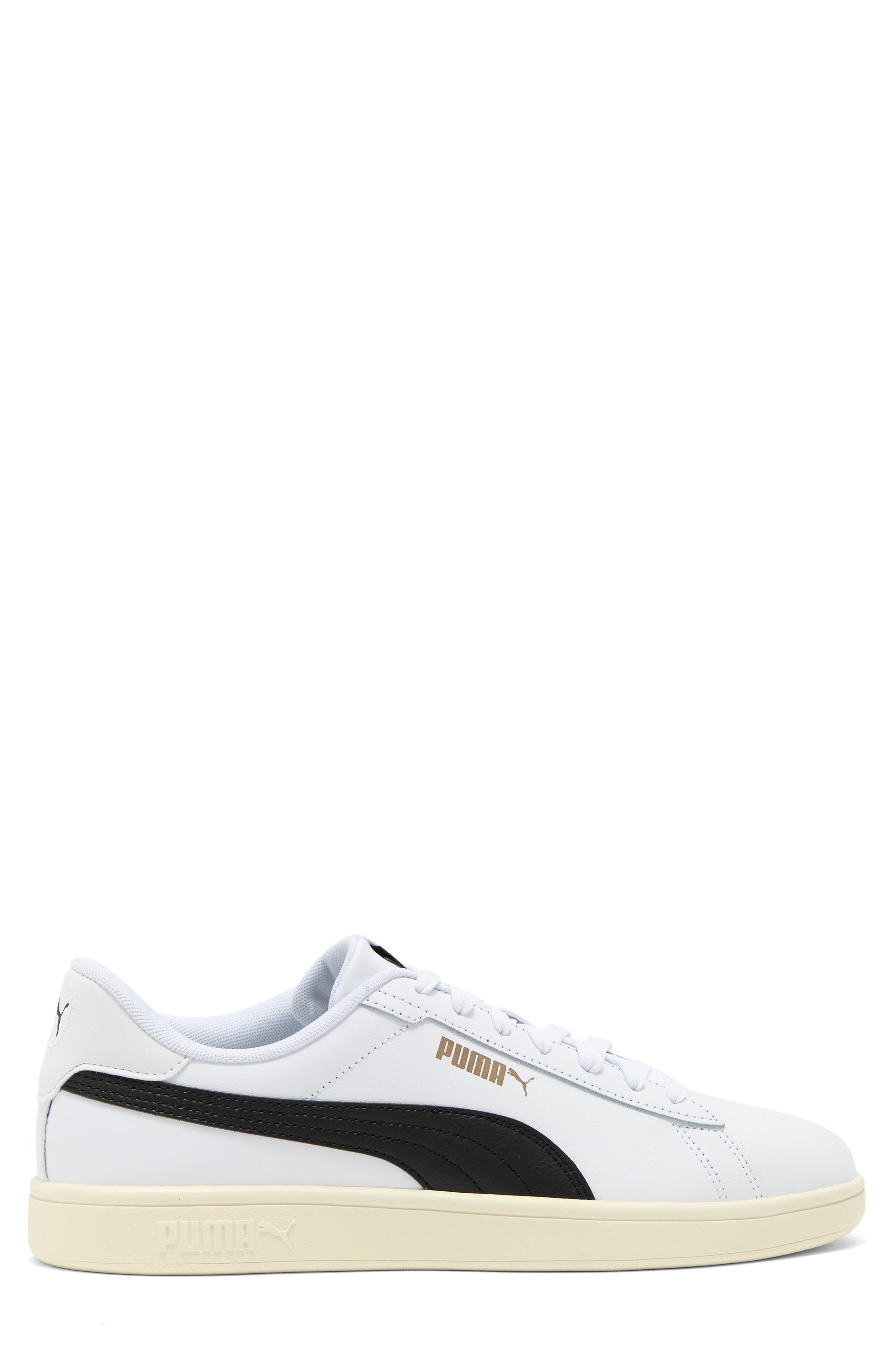 PUMA Smash 3.0 Low Top Sneaker, Alternate, color, Puma White-Black-Gold-Ivory