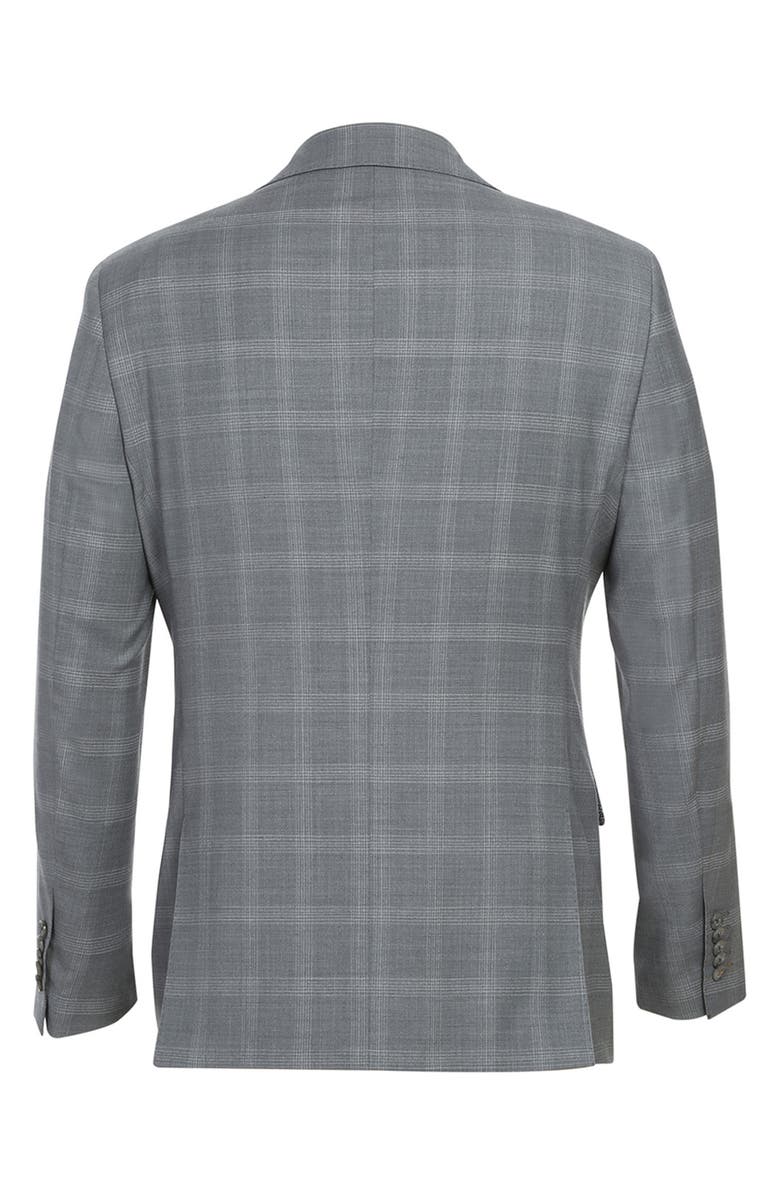 English Laundry Plaid Two Button Peak Lapel Trim Fit Wool Blend Suit, Alternate, color, Gray