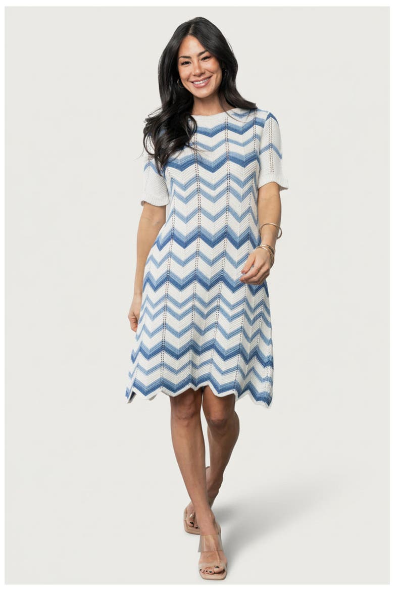 Mijas Crochet Dress, Main, color, Blue + Off White