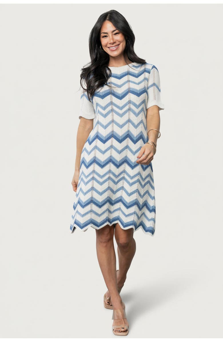 Baltic Børn Mijas Crochet Dress, Main, color, Blue + Off White