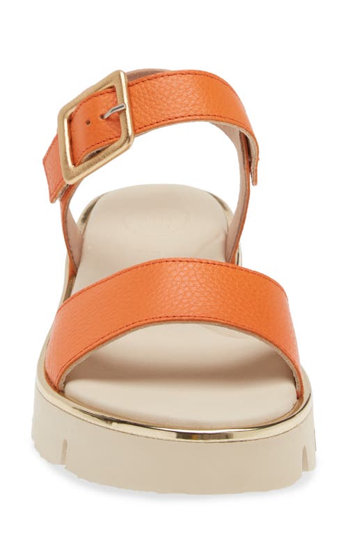 Paul Green Toby Ankle Strap Platform Sandal In Papaya Grained