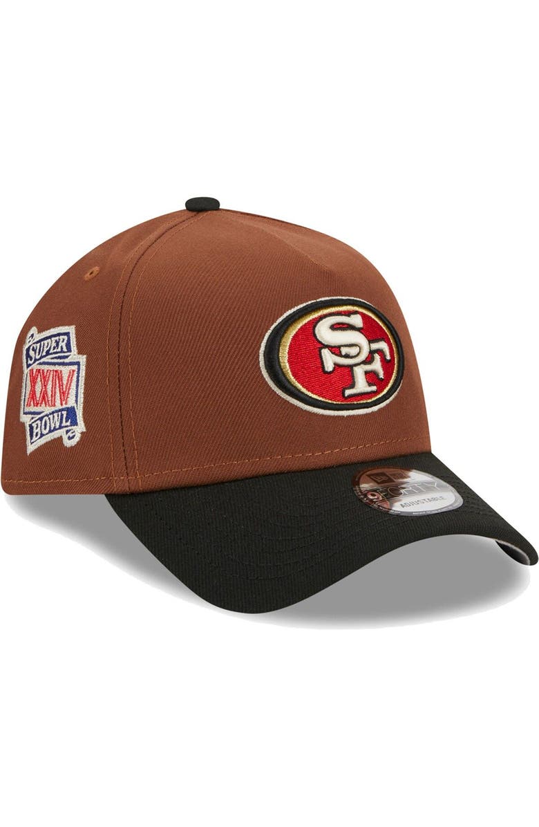 New Era Men's New Era Brown/Black San Francisco 49ers Harvest A-Frame Super Bowl XXIV 9FORTY Adjustable Hat, Main, color, 