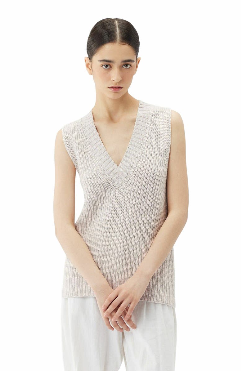 GOBI Mongolian Cashmere Cotton Cashmere Vest, Main, color, Lavender Blue