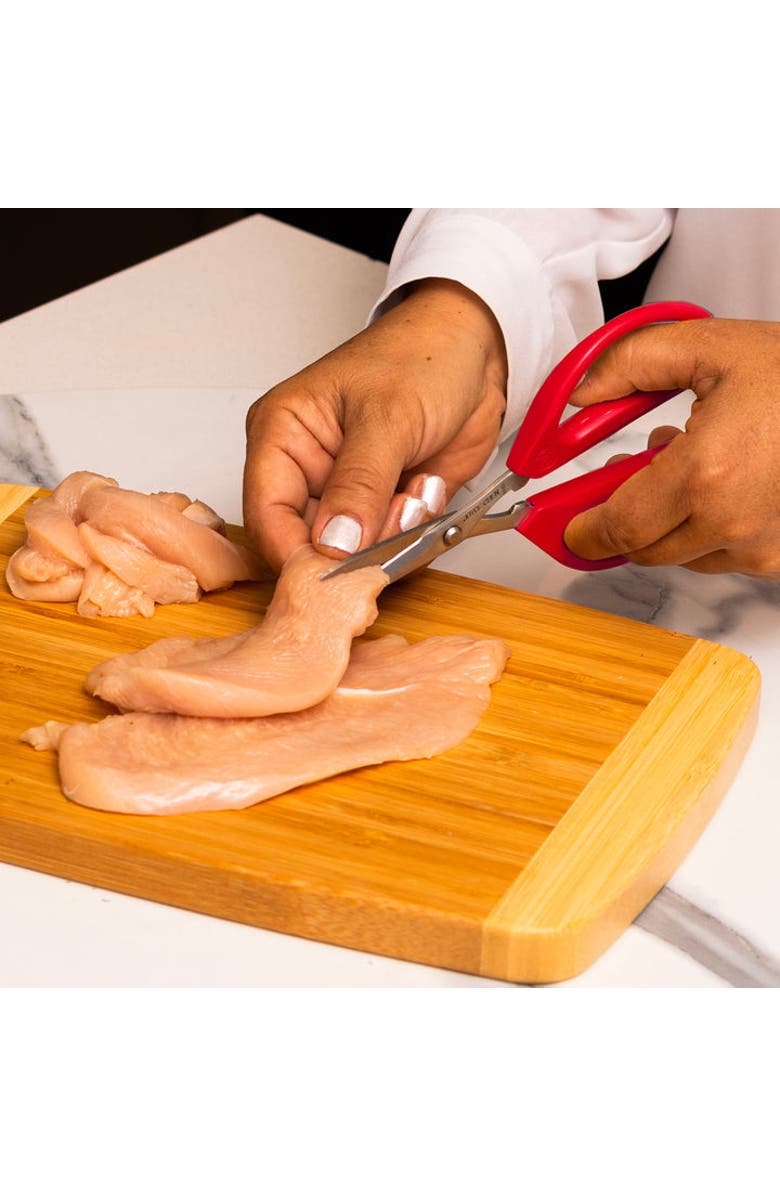 JOYCE CHEN Scissor and Cutting Board Set, 2 piece, Alternate, color, Bamboo/Red