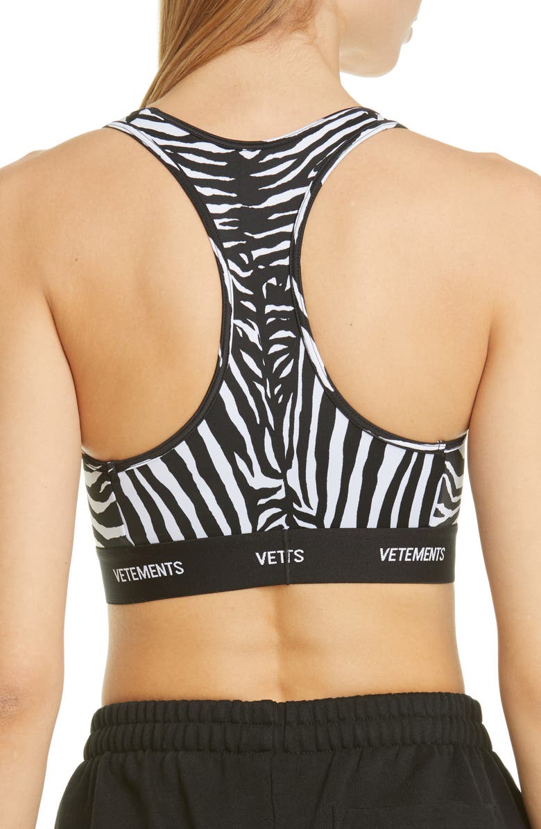VETEMENTS Zebra Print Sports Bra, Alternate, color, 
