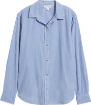 beachlunchlounge Bentley Stripe Long Sleeve Cotton Button-Up Shirt