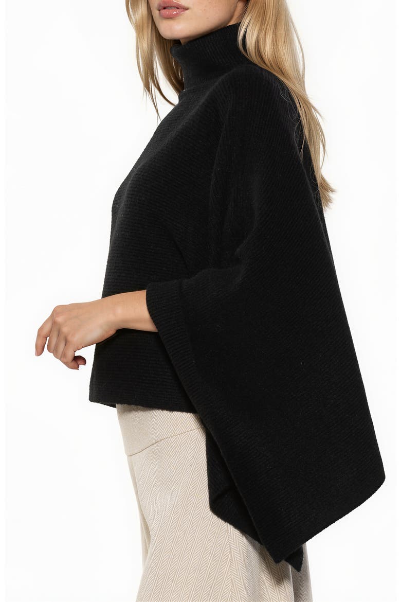 Jon Turtleneck Knit Cape Top, Alternate, color, BLACK