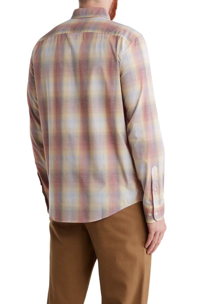 Original Penguin Plaid Long Sleeve Button-Down Shirt, Alternate, color, Bright White