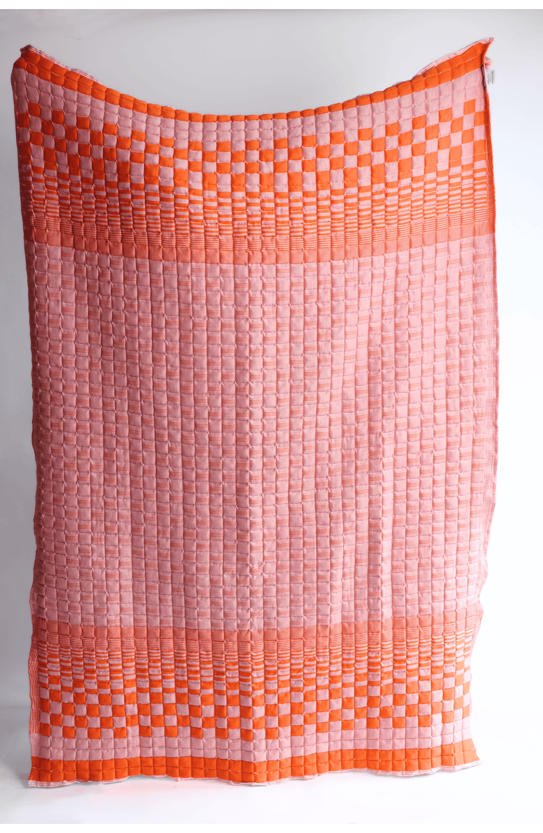 Inner Child Bold Orange and Pink Reversible Sujani Quilt, Main, color, Queen