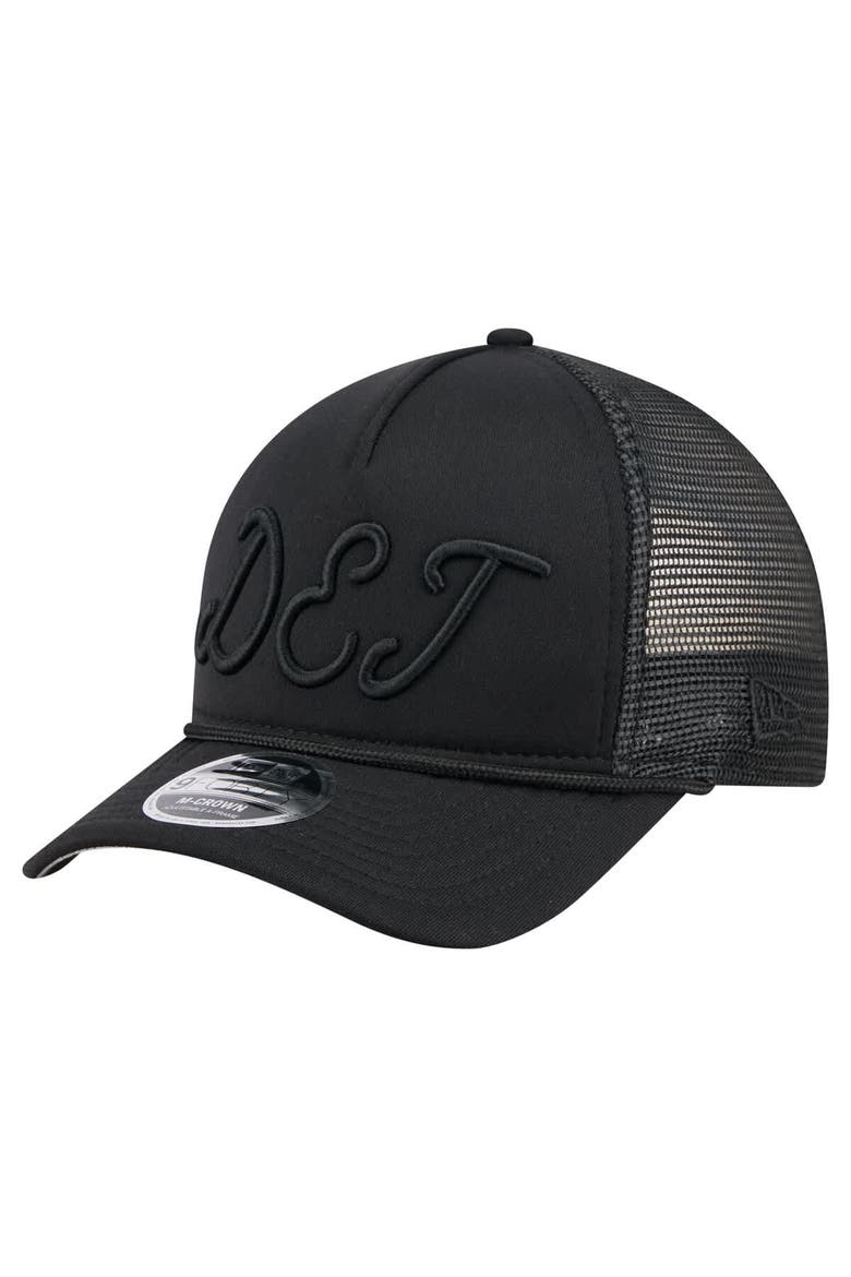 Men's New Era Black Detroit Tigers City Initial 9FORTY A-Frame M-Crown Adjustable Trucker Hat, Main, color, Black