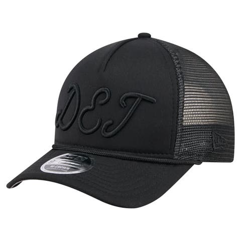 Men's New Era Black Detroit Tigers City Initial 9FORTY A-Frame M-Crown Adjustable Trucker Hat