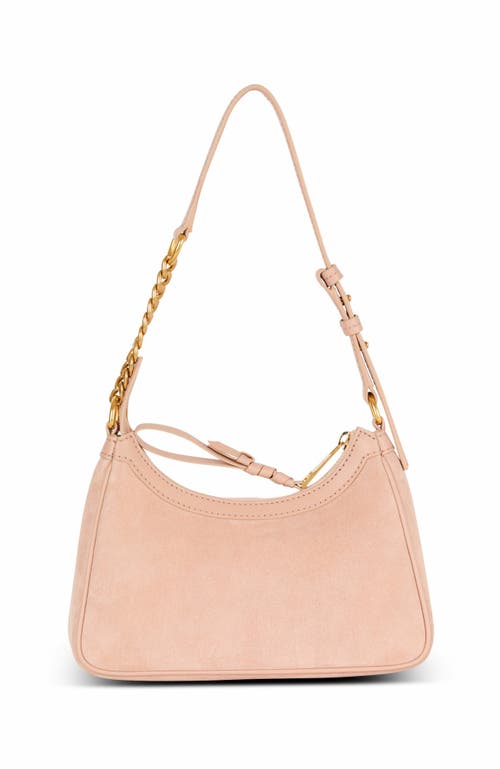 Balmain Suede B-army Shoulder Bag In Sand