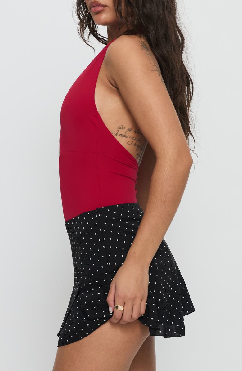 Princess Polly Sonsie Polka Dot Crossover Hem Miniskirt, Alternate, color, Black / White Polka