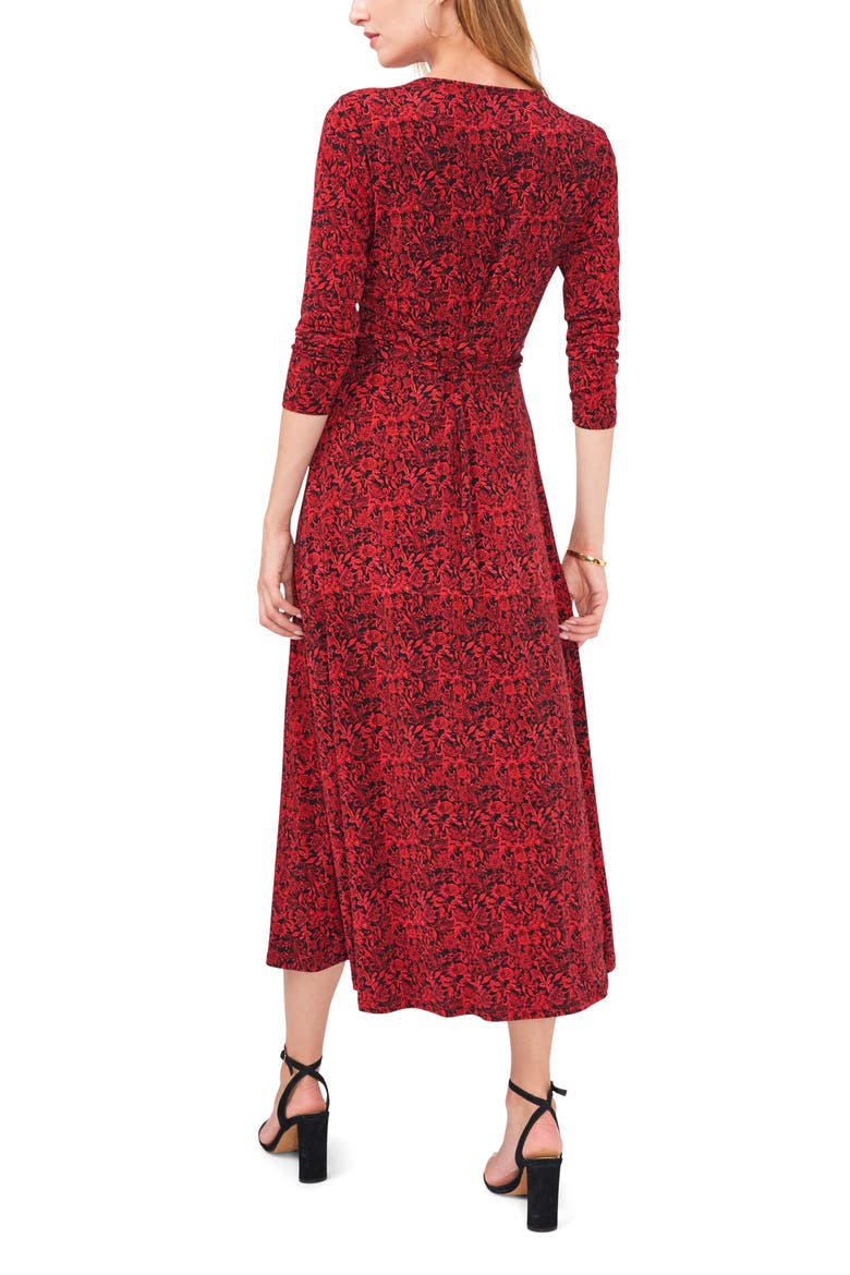 Lisa Tie Waist Dress, Alternate, color, BLACK/ RED
