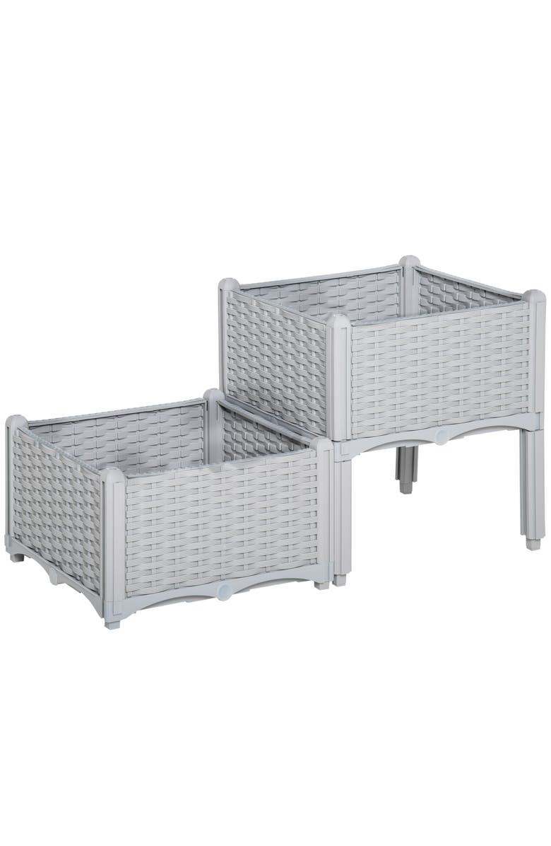 Outsunny Raised with Legs, Raised Bed to Grow Flowers, Herbs & Vegetables Garden Bed, Main, color, Gray