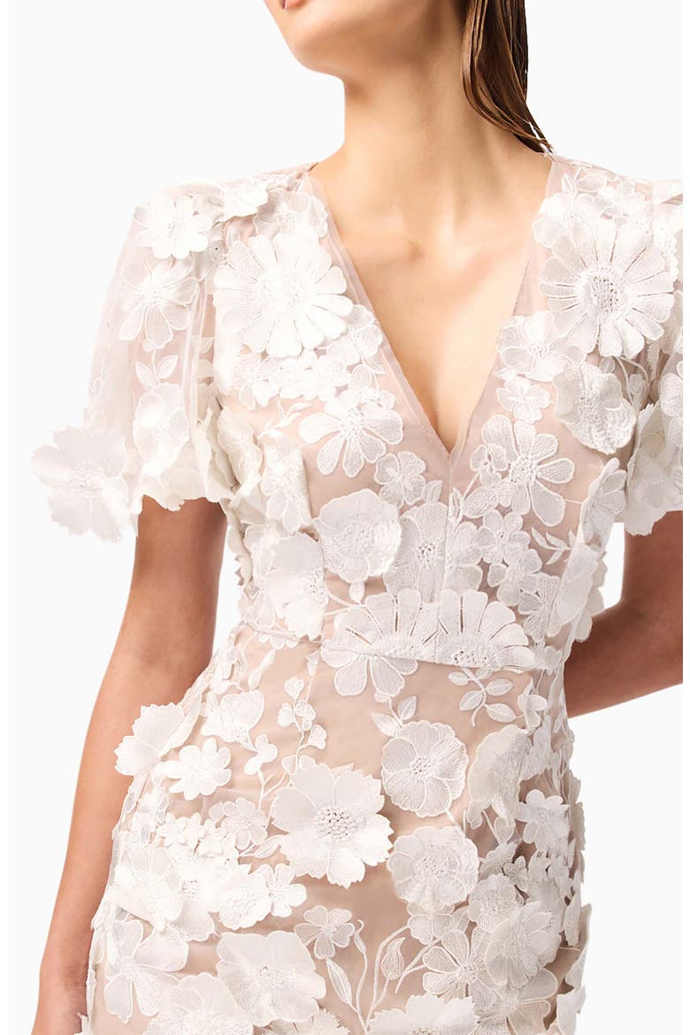Zayla Floral Appliqué Cocktail Minidress, Alternate, color, IVORY