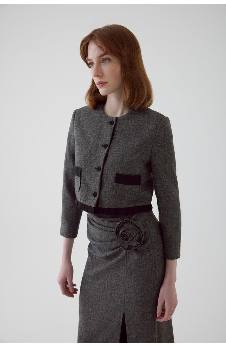 Exquise Amias Cropped Jacket, Alternate, color, Anthracite