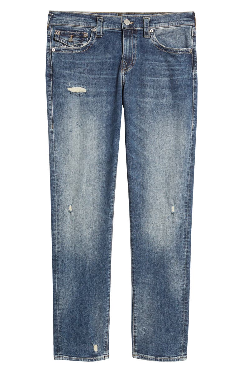 True Religion Brand Jeans Geno Distressed Straight Leg Jeans, Alternate, color,