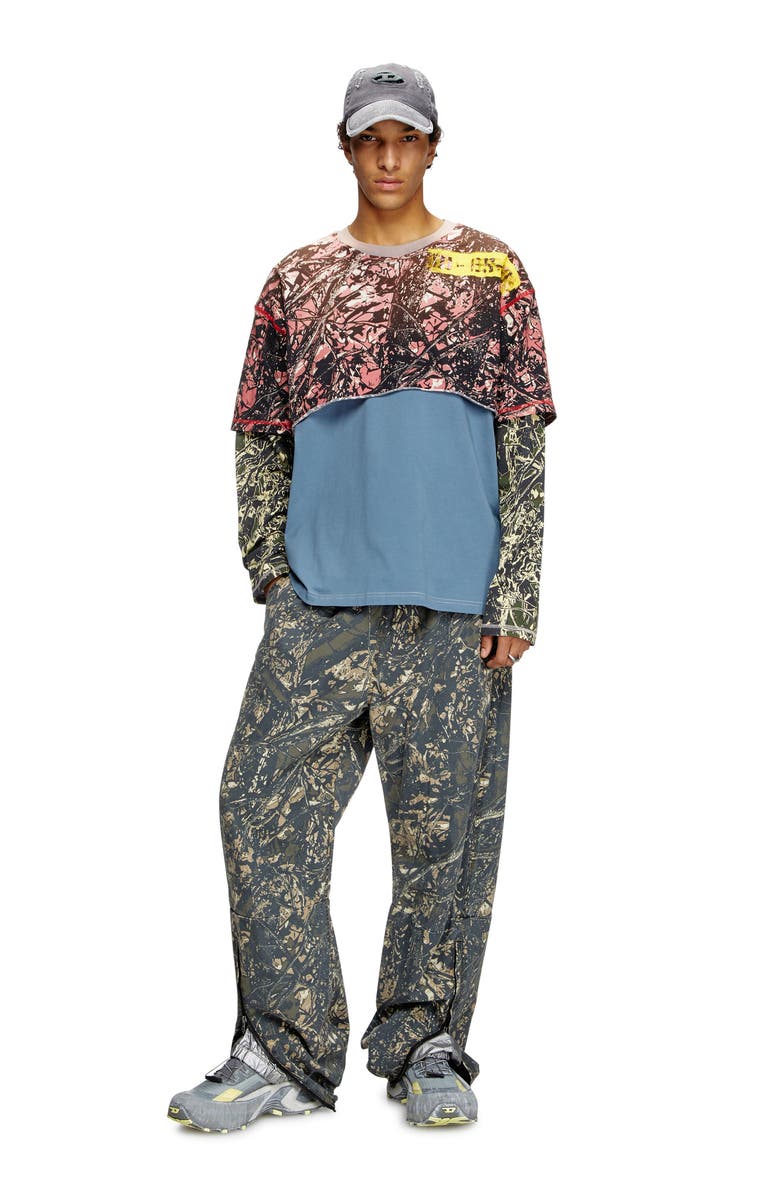 DIESEL<sup
®</sup
T-Besh Camouflage Overlay Long Sleeve T-Shirt, Alternate, color, Pink