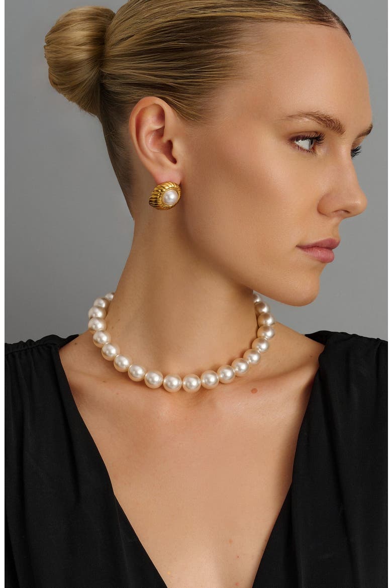Chunky Pearl Choker Necklace, Alternate, color, Ivory