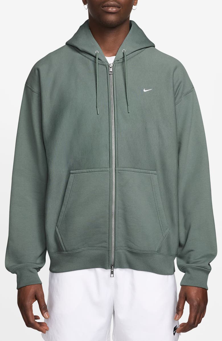 Nike Life Fleece Full Zip Hoodie, Main, color, Clay Green/ White