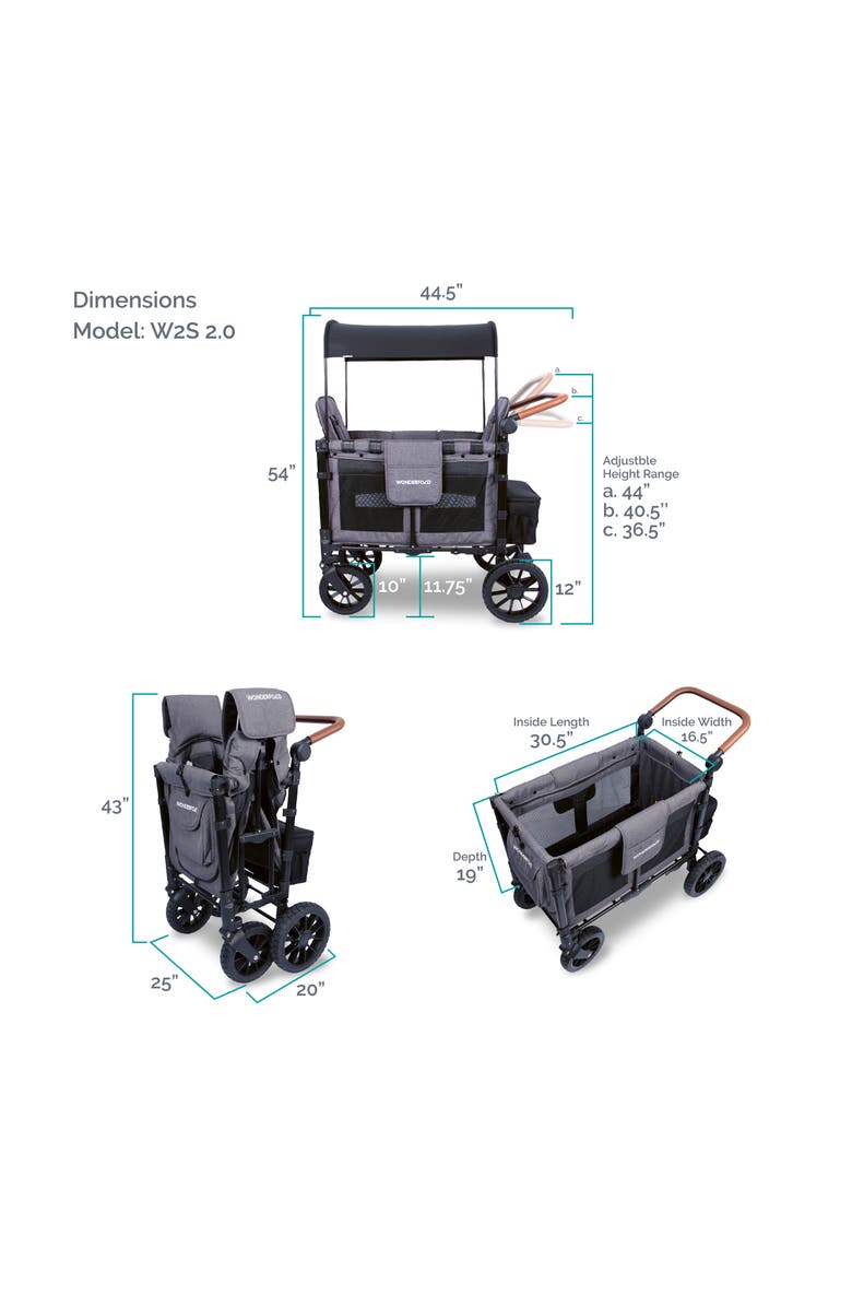 WonderFold W2 Luxe 2-Passenger Multifunctional Stroller Wagon, Alternate, color, Charcoal Gray