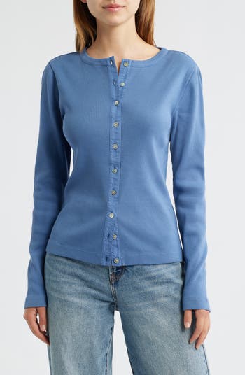 (取寄) メイドウェル レディース ロング スリーブ リブド カーディガン Madewell women Long Sleeve Ribbed Cardigan Delphinium Blue Women's Madewell Long Sleeve Ribbed Cardigan | Zappos.com