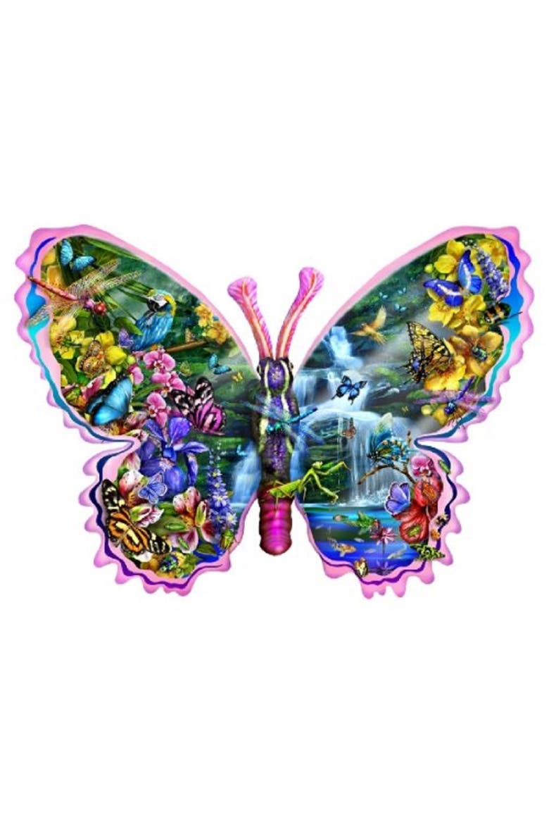 Butterfly Waterfall 1000 piece Jigsaw Puzzle for Adults Special Shape, Alternate, color, Multicolor