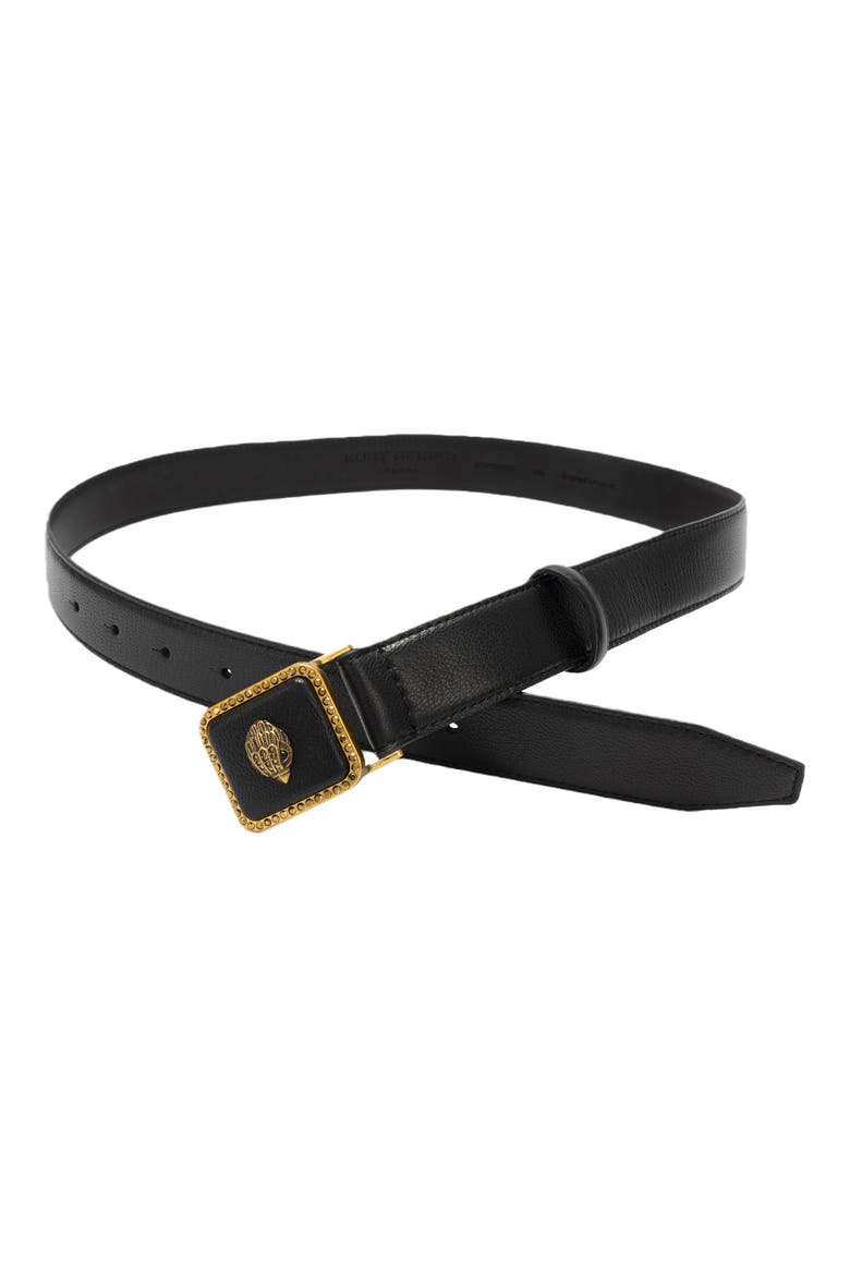 Crystal Eagle Buckle Leather Belt, Alternate, color, BLACK ANTIQUE BRASS