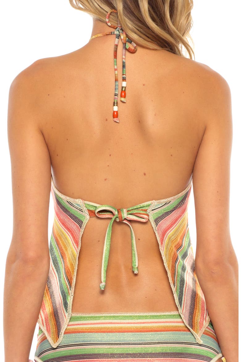 West V Halter Tankini Top, Alternate, color, PINK MULTI