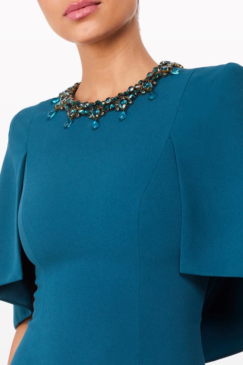 Jenny Packham Ursa Embellished-neck Midi Dress In Blue