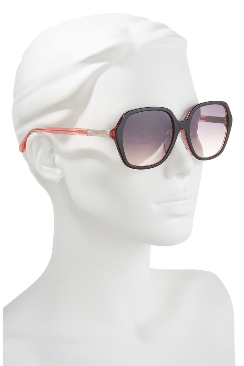 ellery 57mm square sunglasses, Alternate, color, BLACK PINK