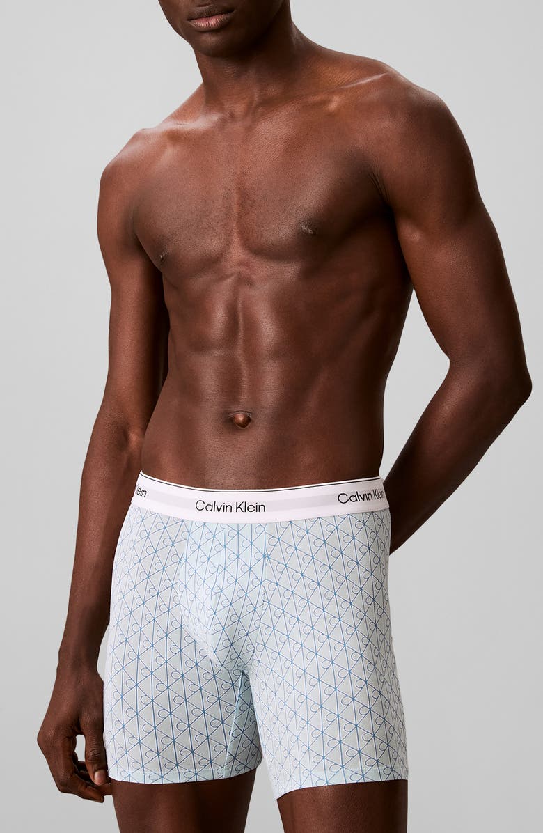 Calvin Klein Icon 3-Pack Stretch Cotton Boxer Briefs, Main, color, Grey/ Niagra Mist/ Cendre Blue