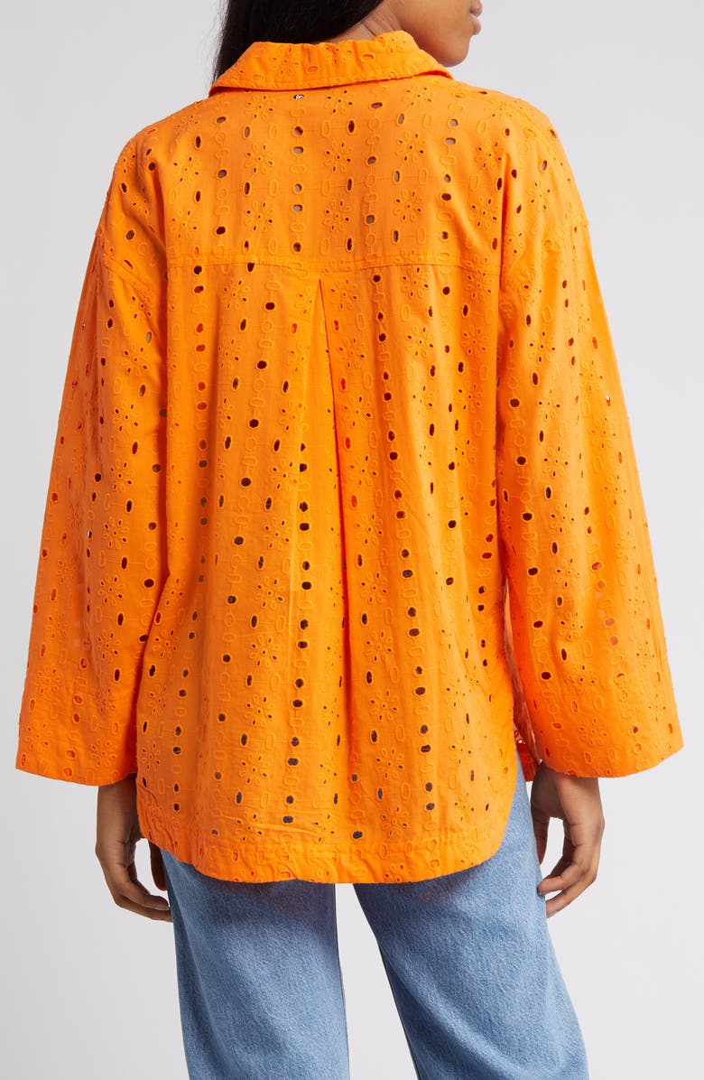 ASOS DESIGN Relaxed Fit Broderie Anglaise Button-Up Shirt, Alternate, color, 