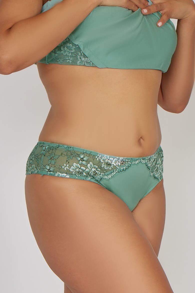 Lace Overlay Modal Cami and Brief Set, Alternate, color, Mint