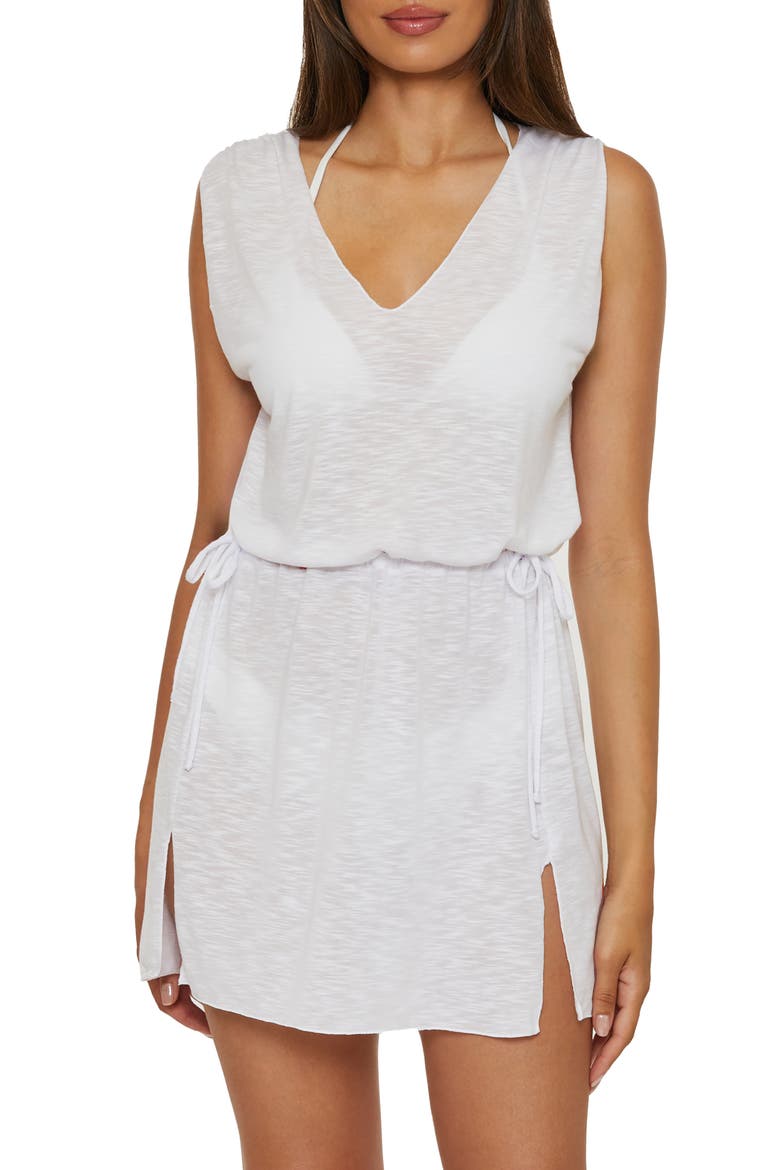 Holly Slub Cover-Up Dress, Main, color, WHITE