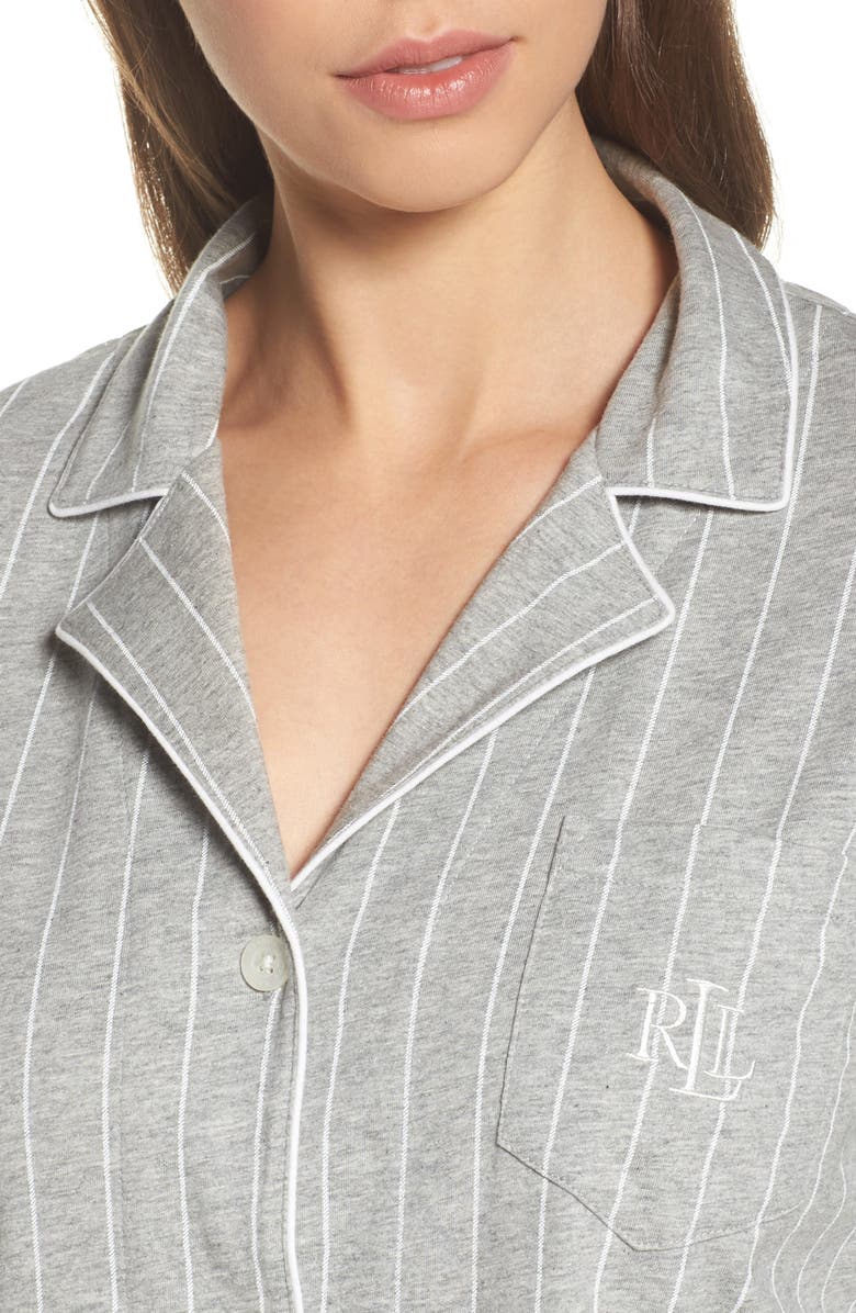 Lauren Ralph Lauren Knit Crop Cotton Pajamas, Alternate, color, Greystone