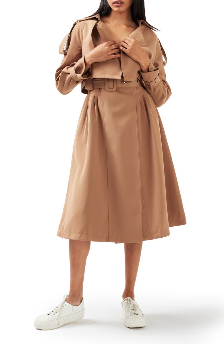 Belle & Bloom Manhattan Crop Trench Coat, Main, color, Camel