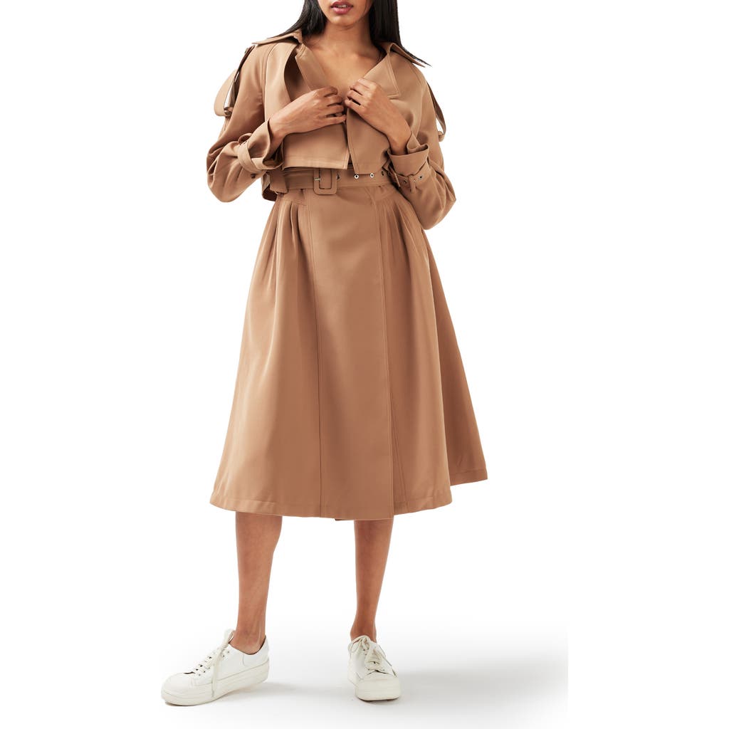 Belle & Bloom Manhattan Crop Trench Coat In Brown