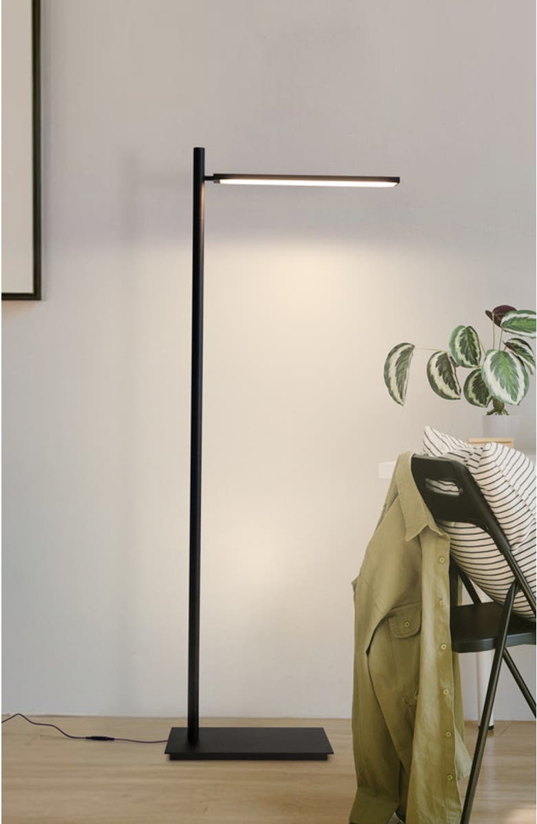 Brightech Linden 53" Matte Black Modern Pharmacy LED Floor Lamp with Adjustable Shade, Alternate, color, Classic Black