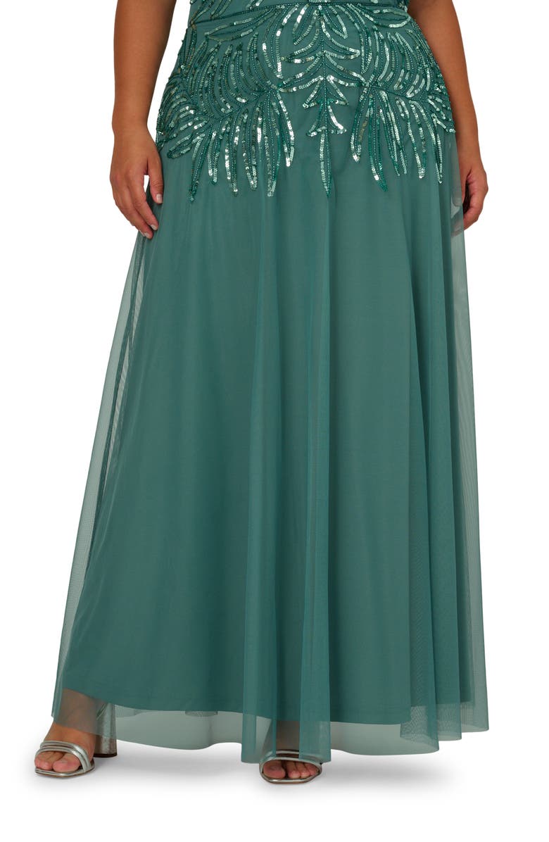 Adrianna Papell Sequin Gown, Alternate, color, Green Slate
