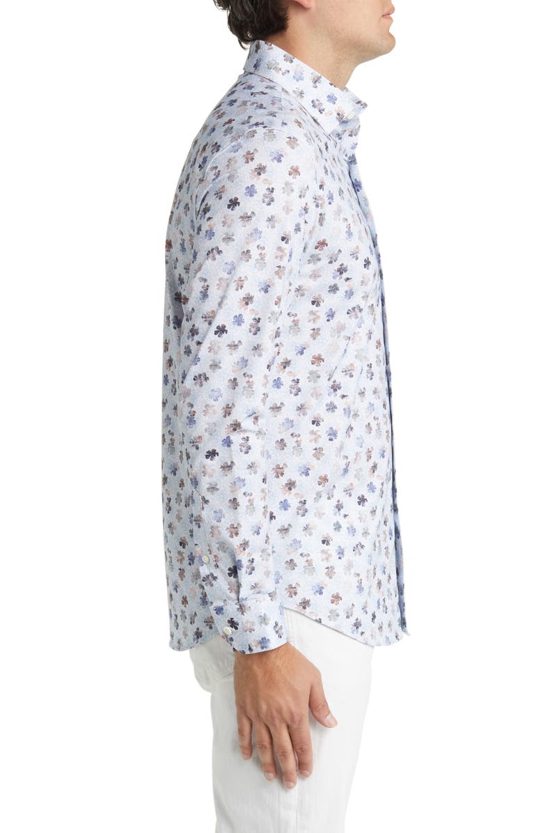 Bugatchi OoohCotton<sup>®</sup> Print Button-Up Shirt, Alternate, color, Classic Blue