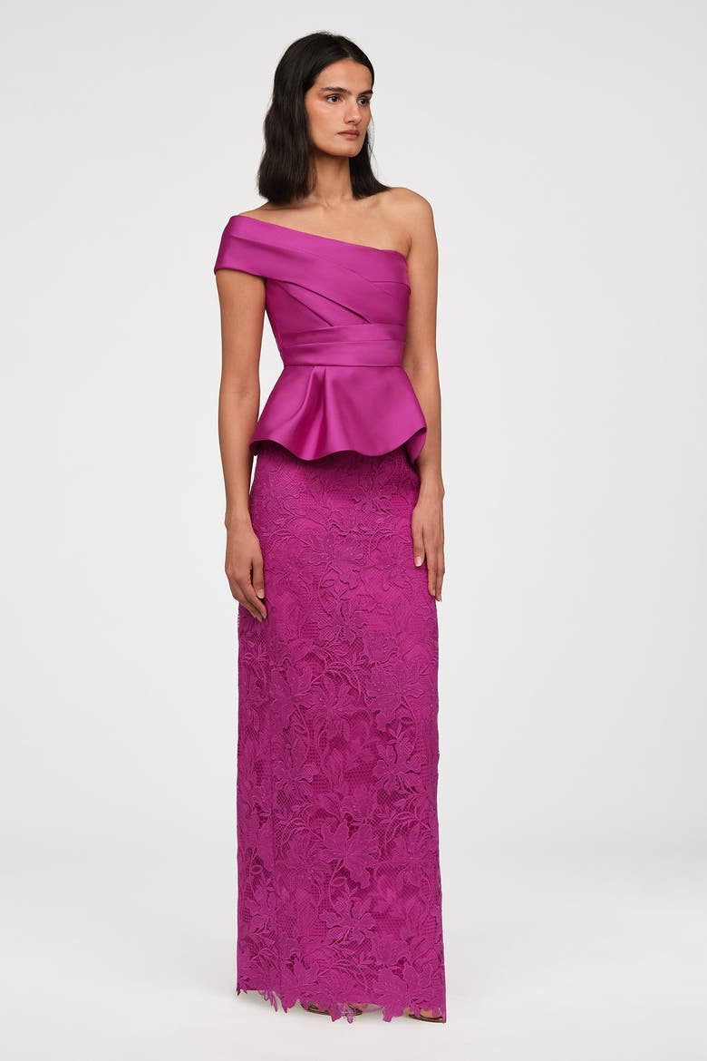Colby Lace And Mikado Gown, Alternate, color, Kyoto Dust