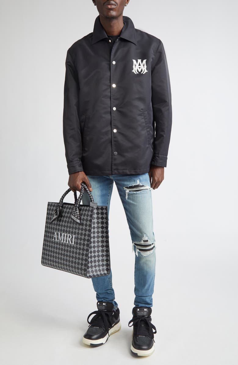 AMIRI MA Water Resistant Nylon Coach's Jacket, Alternate, color, Black